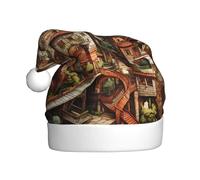 WHJSSF Sombrero de Navidad con estampado de castillo de ensueño para adultos, suave, ligero, para fiestas de vacaciones