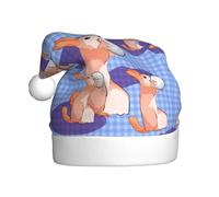 WHJSSF Sombrero de Navidad con estampado de conejo sosteniendo la bola para adultos, suave, ligero, para fiestas
