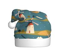 WHJSSF Sombrero de Navidad con estampado de molino de viento giratorio para adultos, suave, ligero, para fiestas de vacaciones