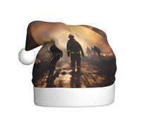 WHJSSF Sombrero de Navidad con imagen de bomberos que luchan contra incendios para adultos, suave, ligero, para fiestas de vacaciones