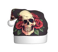 WHJSSF Sombrero de Navidad con imagen de calavera de rosas de azúcar del Día de los Muertos para adultos, por lo que es un regalo divertido y duradero para hombres y mujeres