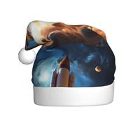 WHJSSF Sombrero de Navidad con imagen de cohete en el espacio para adultos, ala suave y esponjosa, ligera y cómoda