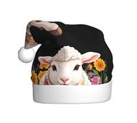 WHJSSF Sombrero de Navidad con imagen de cordero en ropa estampada para adultos, ala suave y esponjosa, ligera y cómoda