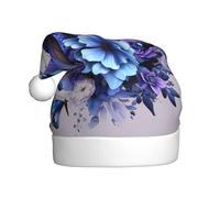 WHJSSF Sombrero de Navidad con imagen de mariposa y flores azules y moradas para adultos, ala suave y esponjosa, ligera y cómoda