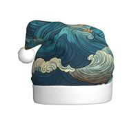 WHJSSF Sombrero de Navidad con imagen de olas del océano del amanecer para celebraciones festivas de adultos, como regalo para hombres y mujeres
