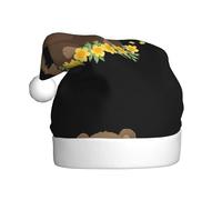 WHJSSF Sombrero de Navidad con imagen de oso pequeño en las flores para adultos, ala suave y esponjosa, ligera y cómoda