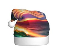 WHJSSF Sombrero de Navidad con imagen de puesta de sol y ola de playa para adultos, por lo que es un regalo divertido y duradero para hombres y mujeres
