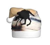 WHJSSF Sombrero de Navidad con patrón de caballos en la playa para adultos, accesorio de calidad suave, ligero y esponjoso