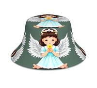 WHJSSF Sombrero de pescador reflectante con estampado de ángel, unisex, protección solar, para hombres y mujeres, color negro