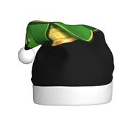 WHJSSF Sombreros de Navidad de felpa con estampado de trébol de monedas doradas para hombres y mujeres, gorras de fiesta de Año Nuevo para adultos