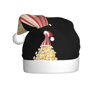 WHJSSF Sombreros de Navidad de felpa para hombres y mujeres con estampado de palomitas de maíz en gorro de Papá Noel, gorras de fiesta de Año Nuevo para adultos