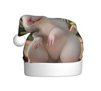 WHJSSF Sombreros de Navidad de felpa para hombres y mujeres, con impresión de ratas madre e hijo, gorras de fiesta de Año Nuevo para adultos