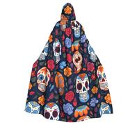 WHJSSF Sugar Skulls - Chaqueta larga con capucha para adultos con estampado de calaveras de azúcar, adecuada para hombres y mujeres