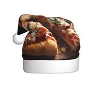 WHJSSF Tantalizing - Sombrero de Navidad con imagen de pizza de salchicha para adultos, ala suave y esponjosa, ligera y cómoda
