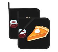 WHJSSF Tapete cuadrado aislado con estampado de pastel de calabaza y mermelada de arándanos, 2 piezas gruesas y duraderas para aislamiento térmico para microondas, horno y parrilla al aire libre