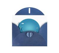 WHJSSF Tarjeta de felicitación azul con texto en inglés "The Happy World of Little Fish" impresa perfecta para el día de San Valentín, aniversario de boda e invitaciones de fiesta