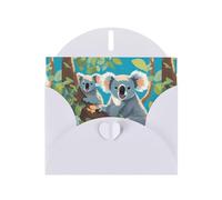 WHJSSF Tarjeta de felicitación blanca con dos koalas felices, perfecta para el día de San Valentín, aniversario de boda e invitaciones de fiesta