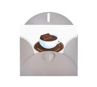 WHJSSF Tarjeta de felicitación gris con diseño de chocolate en una taza de té, perfecta para el día de San Valentín, aniversario de boda e invitaciones de fiesta