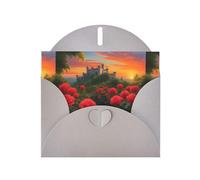 WHJSSF Tarjeta de felicitación gris, un hermoso castillo impreso, perfecta para el día de San Valentín, aniversario de boda e invitaciones de fiesta