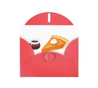 WHJSSF Tarjeta de felicitación roja con tarta de calabaza y mermelada de arándanos impresa, perfecta para el día de San Valentín, aniversario de boda e invitaciones de fiesta
