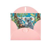 WHJSSF Tarjeta de felicitación rosa con dos koalas felices, perfecta para el día de San Valentín, aniversario de boda e invitaciones de fiesta