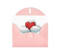 WHJSSF Tarjeta de felicitación rosa con texto en inglés "Love in the white clouds" impresa, perfecta para el día de San Valentín, aniversario de boda e invitaciones de fiesta