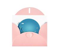 WHJSSF Tarjeta de felicitación rosa con texto en inglés "The Happy World of Little Fish" impresa perfecta para el día de San Valentín, aniversario de boda e invitaciones de fiesta