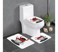 WHJSSF The Devil in The Cup Prints - Juego de alfombras de baño antideslizantes de 3 piezas con contorno, ovaladas y rectangulares para inodoro, tocador y baños