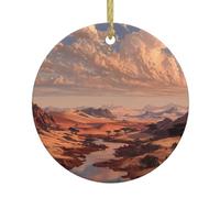 WHJSSF The Golden Red Desert Printing Christmas Ceramic Decoration Circular Interior Decoration Gift - 7.4 cm