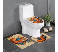 WHJSSF The Grape-Picking Fox Prints - Juego de alfombras de baño antideslizantes de 3 piezas con contorno, ovaladas y rectangulares para inodoro, tocador y baños