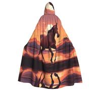 WHJSSF The Horse At Sunset - Capa con capucha para adultos con estampado de Halloween