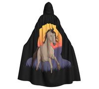 WHJSSF The Horse At Sunset imprime Halloween - Capa con capucha para juegos de rol, disfraces de escenario, fiestas, fácil cuidado