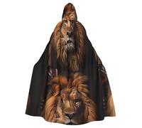 WHJSSF The Lion's Gaze - Chaqueta larga con capucha para adultos con estampado de Halloween adecuada para hombres y mujeres