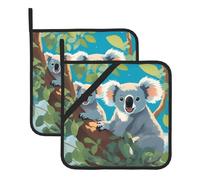 WHJSSF Two Happy Koalas Prints - Alfombrilla de aislamiento cuadrada (juego de dos piezas) para quitar la tapa de la cocina, hornos microondas, hornos, con cuerda lateral para colgar