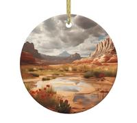 WHJSSF Utah Desert Wonders - Colgante redondo de cerámica con diseño de árbol de Navidad para decorar tiendas, puertas y ventanas