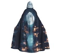 WHJSSF View Under The Moon - Capa con capucha para adultos, diseño de Halloween