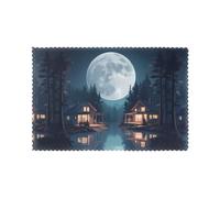 WHJSSF View Under The Moon - Juego de 6 manteles individuales para mesa de comedor, fáciles de limpiar y duraderos, 30,5 x 45,7 cm