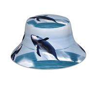 WHJSSF Whales at Sea Prints - Sombrero reflectante unisex con protección solar para hombres y mujeres, color negro
