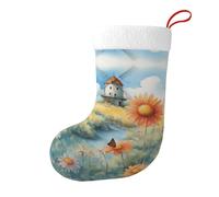 Whjssf Windmill in The Distance Picture - Calcetines de Navidad impresos de doble cara para decoración de interiores y fiestas de gran capacidad