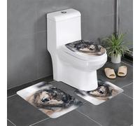 WHJSSF Wolves Picture - Juego de 3 piezas antideslizante de secado rápido para baño, tapete de ducha duradero