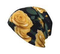 WHJSSF Yellow Roses Starry Night Printing - Gorro de punto para adultos para la vida cotidiana, en casa, salir