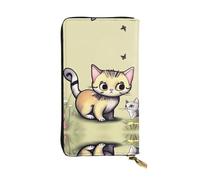 WHJWXC Cartera de piel de 19 x 10,5 cm, elegante y duradera para mujer, con múltiples compartimentos y diseño de cremallera, patrón de gato y mariposa, color negro, talla única, Black, Talla única