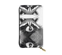 WHJWXC Cartera de piel de 19 x 10,5 cm, elegante y duradera para mujer, con múltiples compartimentos y diseño de cremallera, bonito estampado de mapaches, negro, talla única
