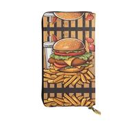 WHJWXC Cartera de piel de 19 x 10,5 cm, elegante y duradera para mujer, con múltiples compartimentos y diseño de cremallera, diseño de hamburguesas de gran tamaño, color negro, talla única, Black,
