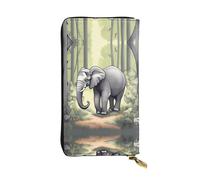 WHJWXC Cartera de piel de 19 x 10,5 cm, elegante y duradera para mujer, con múltiples compartimentos y diseño de cremallera, patrón de elefante caminando, color negro, talla única, Black, Talla única