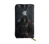 WHJWXC Cartera de piel de 19 x 10,5 cm, elegante y duradera para mujer, con múltiples compartimentos y diseño de cremallera, patrón de muerte, negro, talla única, Black, Talla única