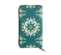 WHJWXC Cartera de piel de 19 x 10,5 cm, elegante y duradera para mujer, con múltiples compartimentos y diseño de cremallera, patrón floral de estilo exótico, negro, talla única, Black, Talla única