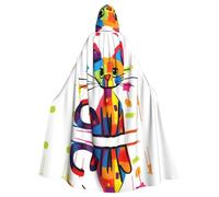 WHJWZY Capa con capucha de Halloween con imagen de gato triste para hombres y mujeres, utilizada para fiestas de graduación