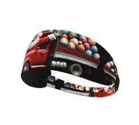 WHJWZY Diadema elástica para ejercicio, diadema suave y transpirable para correr, ciclismo, yoga y más, Papá Noel y un carrito de huevos de Pascua con impresión
