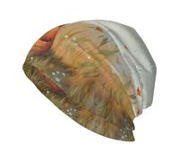 WHJWZY Gorro de punto de moda para adultos, cómodo y elegante para todas las estaciones, estampado de zorro pequeño en el campo, negro